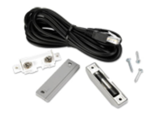 NetBotz Door Switch Sensors (NBES0303) are designed for use with APC racks, allowing precise door monitoring in secure IT environments. This package includes two sensors, each with a 12-foot cable and built to compliance standards including RoHS and TAA. Ideal for enhancing physical security in data centers and network closets.