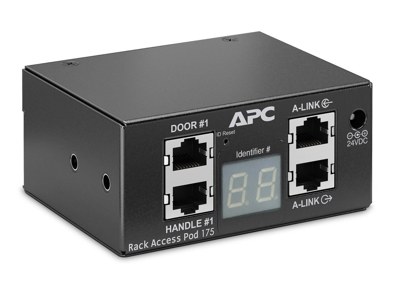 The APC NetBotz Rack Access Pod 175 enables intelligent rack-level access control for APC SX racks, providing secure entry via 13.56 MHz RFID handles and integrated door contacts. This TAA-compliant U.S.-manufactured solution enhances physical security within data centers while integrating seamlessly into NetBotz infrastructure for centralized monitoring.