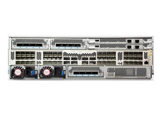 The Cisco NCS 57C3 Base Chassis is designed for high-scale networking environments, offering fixed ports including 48x25G, 8x100G, and 3xMPA for robust data throughput. It supports 1/10/25/100/200/400G through QSFP-DD and CFP2 DCO interfaces, enhanced by features like MACSec encryption and IPv4/IPv6 protocols. Ideal for data centers and service providers, this chassis delivers versatility and security with support for TACACS+, SNMP, and SSH, and comes with a one-year limited warranty.