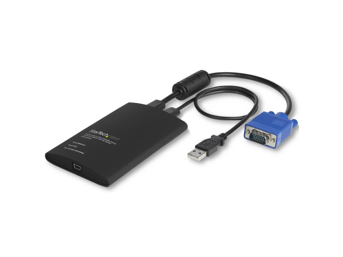 This compact STARTECH USB Crash Cart Adapter enables direct BIOS-level control of any VGA and USB-equipped system without the need for a traditional crash cart. Designed for IT professionals, it captures video up to 1920x1200 at 60Hz, supports file transfers for easy sharing, and connects via USB Mini-B with wired connectivity. Ideal for secure, efficient troubleshooting in server rooms or remote sites.