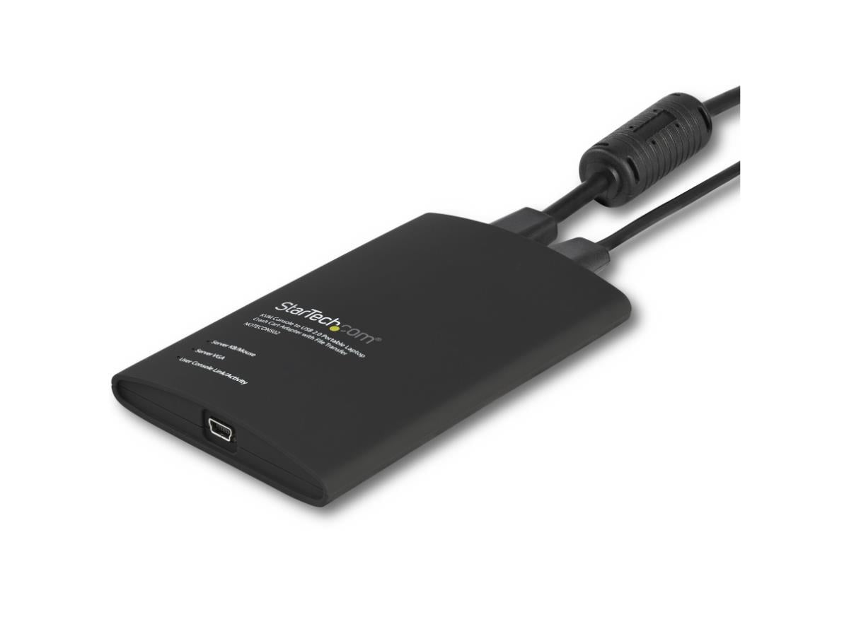 This compact STARTECH USB Crash Cart Adapter enables direct BIOS-level control of any VGA and USB-equipped system without the need for a traditional crash cart. Designed for IT professionals, it captures video up to 1920x1200 at 60Hz, supports file transfers for easy sharing, and connects via USB Mini-B with wired connectivity. Ideal for secure, efficient troubleshooting in server rooms or remote sites.