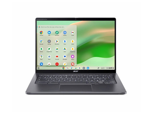 The ACER CP714-2WN-320J Chromebook delivers premium productivity with its 14-inch WUXGA touchscreen, powered by an Intel Core i3-1315U processor and 8GB of RAM. Built for Chrome OS, it offers rapid performance, 256GB PCIe NVMe SSD storage, a fingerprint reader, and an Acer Active Pen for intuitive interaction. MIL-STD 810H certification and up to 10 hours of battery life ensure it's ready for demanding mobile users.