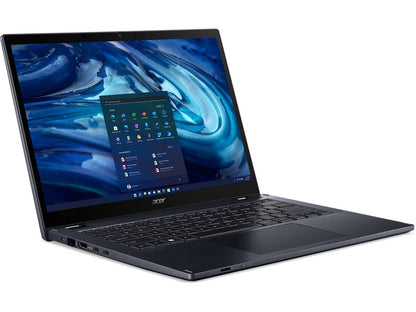 ACER TMP414RN-52-58HG is a 14-inch 2-in-1 laptop featuring a 1920 x 1200 IPS multi-touch display, Intel Core i5-1240P processor, 16GB DDR5 RAM, and 512GB PCIe Gen 4 NVMe SSD. It includes Windows 10 Pro, Wi-Fi 6E, a backlit keyboard, fingerprint sensor, and a 2-year limited warranty. Designed for versatile business use and mobility, it also comes with an Acer Active Stylus pen.