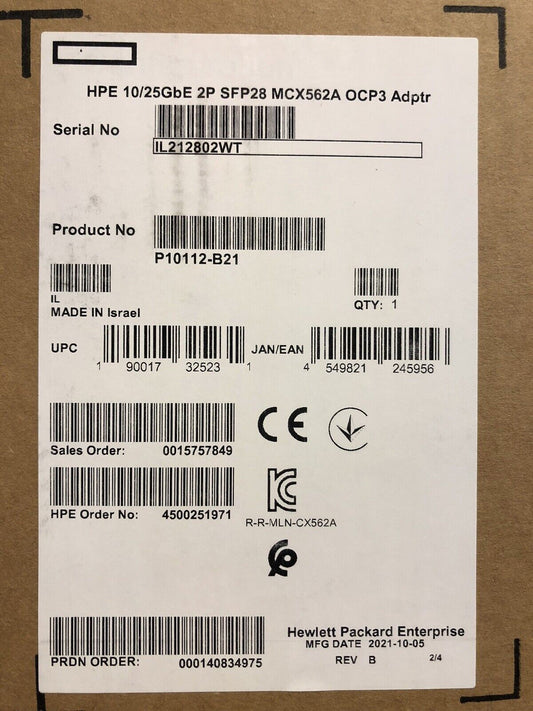 HPE 10/25GbE 2-Port SFP28 MCX562A OCP3 Adapter