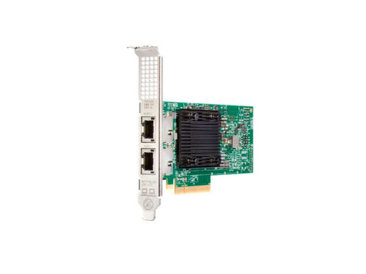 Broadcom-based HP network adapter with dual 10GbE BASE-T ports, PCI Express 3.0 x8 interface, and TAA compliance. Ideal for HPE systems requiring high-speed data throughput and efficient enterprise network integration. Provides excellent performance, backed by strong compatibility with Hewlett Packard Enterprise platforms.