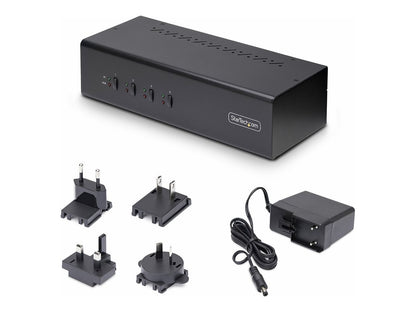 StarTech 4-Port Dual-Monitor DisplayPort KVM Switch - 4K, USB 5Gbps, TAA Compliant