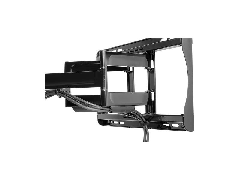 The Peerless PA762-UNMH Hospitality Articulating Wall Mount offers dependable mounting for 39 to 90-inch displays, supporting up to 150 lbs (68 kg). With a limited 5-year warranty and precision adjustability in both tilt and rotation, it is ideal for commercial or hospitality environments. Its black finish complements modern interiors while meeting TAA compliance for restricted trade use.