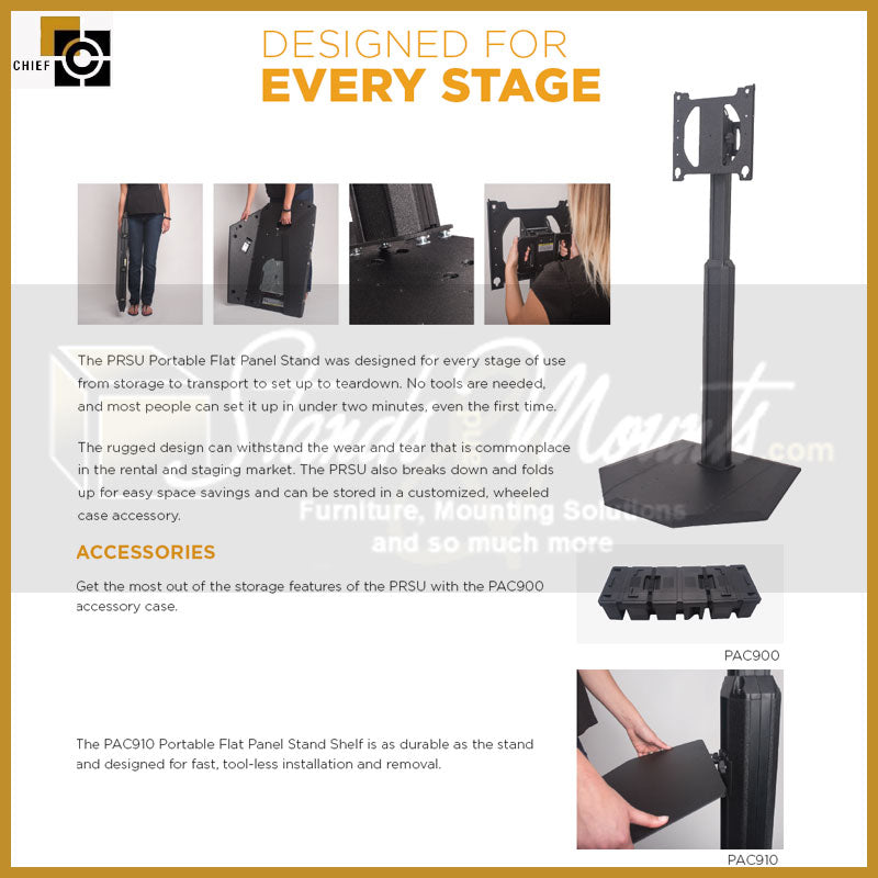 Étagère pour accessoires Chief PAC910 PRSU, noire, capacité de 25 lb