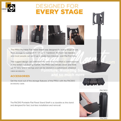 Étagère pour accessoires Chief PAC910 PRSU, noire, capacité de 25 lb