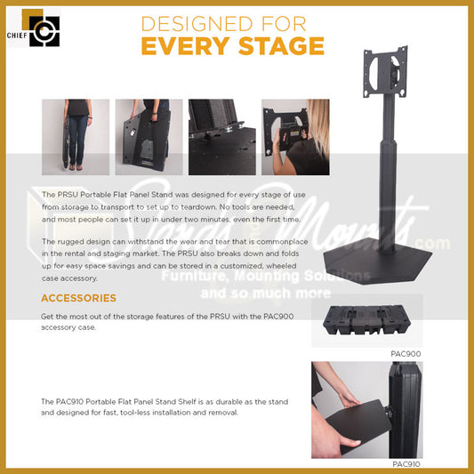 Étagère pour accessoires Chief PAC910 PRSU, noire, capacité de 25 lb