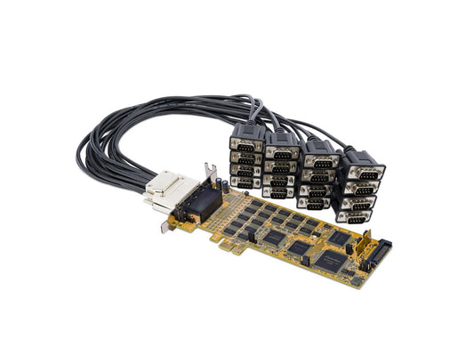 Add 16 high-speed RS232 serial ports to your low or full-profile system with the StarTech PEX16S550LP. This serial expansion card features a robust steel build, TAA compliance, and a low-profile design for use in compact systems, offering performance up to 921.6 Kbps—ideal for multiport connectivity in industrial or commercial applications.