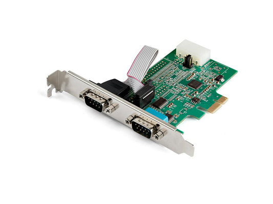 This StarTech 2-Port PCIe RS232 Serial Controller Card is engineered for reliable serial communication in a range of industrial and commercial applications. Supporting 921.6Kbps bi-directional data transfer on each port with 256-byte FIFO buffers, it ensures smooth and efficient throughput. TAA compliant and backed by a lifetime warranty, this expansion card is ideal for professional setups needing legacy connectivity on modern systems.