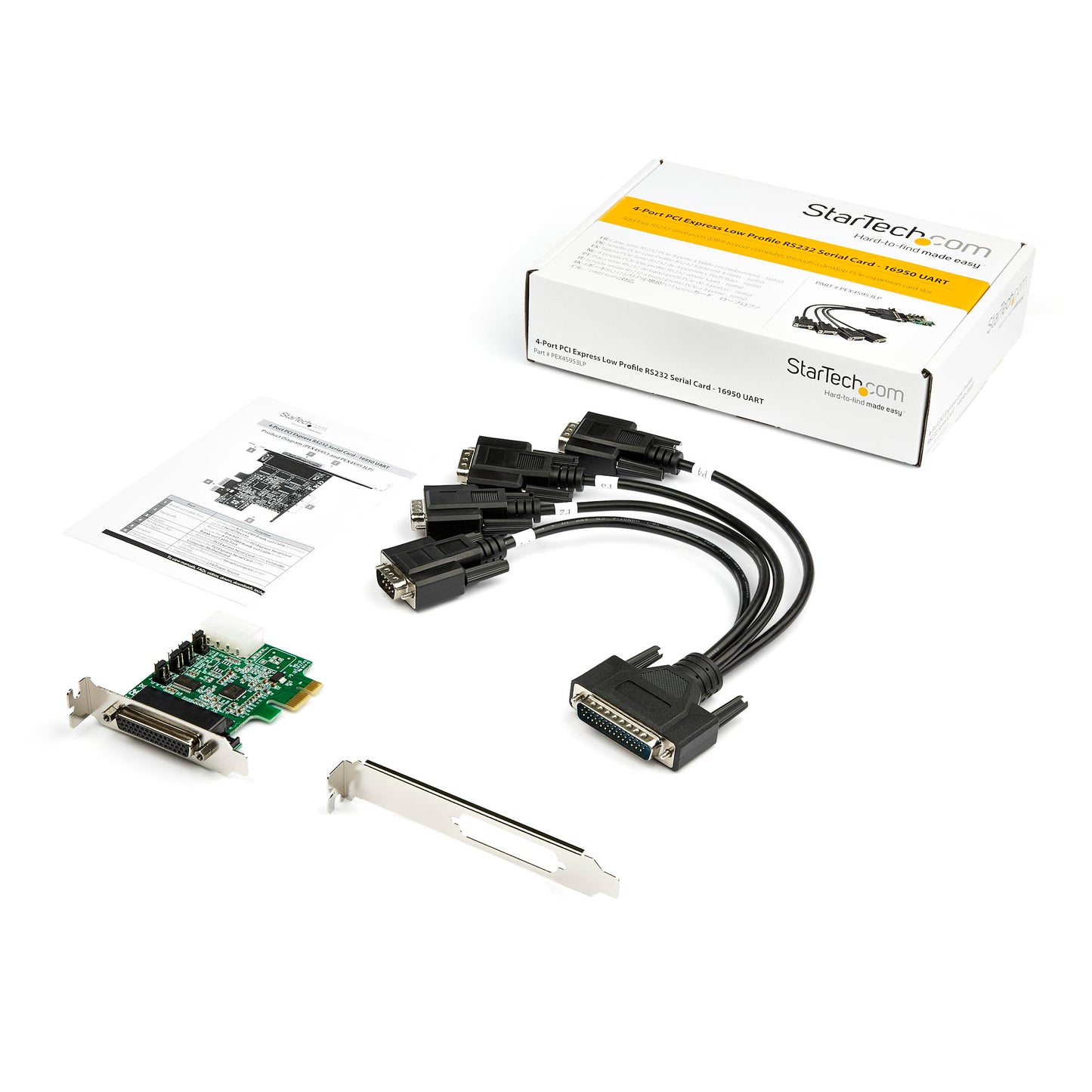 Carte adaptateur série StarTech PCIe RS232 à 4 ports - PEX4S953LP