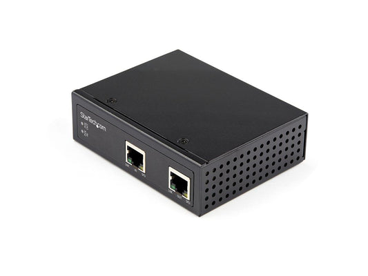 The StarTech POEEXT1G60W Industrial Gigabit PoE Extender extends Ethernet and power delivery up to 100 meters, supporting PoE, PoE+, and PoE++ up to 60W. Featuring IP30-rated rugged design and wide operating temperature (-40°C to 75°C), it’s ideal for harsh industrial environments. Cascade up to four units for a total reach of 400 meters.