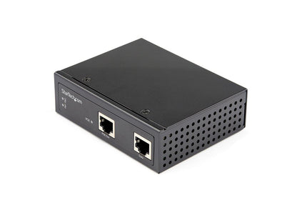 High-power industrial-grade PoE++ injector with IEEE 802.3bt support delivering up to 90W power at 1 Gbps. Features rugged IP30-rated housing, extended temperature range, and redundant 52V–56VDC power input—ideal for demanding environments. Supported by a 2-year warranty.