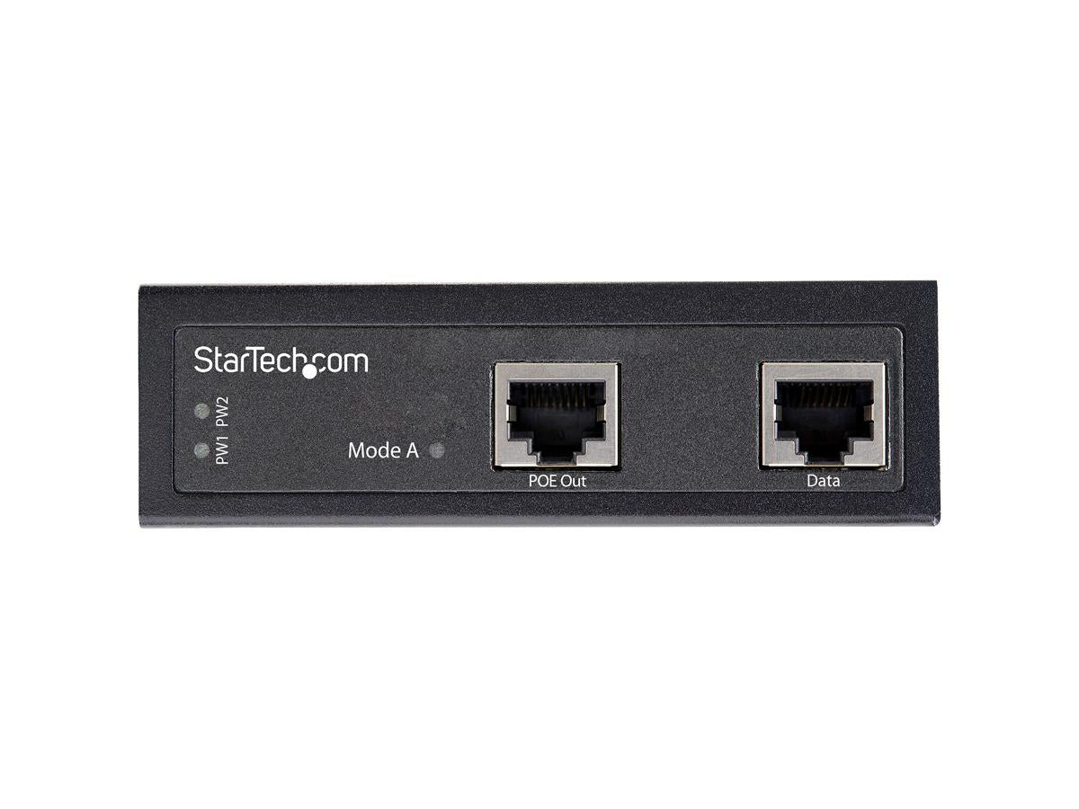 This high-performance industrial Gigabit PoE injector from StarTech delivers up to 30W of power to IEEE 802.3af/at compatible devices. Engineered for rugged environments, it features a -40°C to 75°C temperature range, IP-30 rated housing, and DIN/wall mount options, making it ideal for harsh industrial applications.