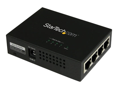 Injecteur Midspan Gigabit PoE+ 4 ports StarTech, 802.3af/at, montage mural