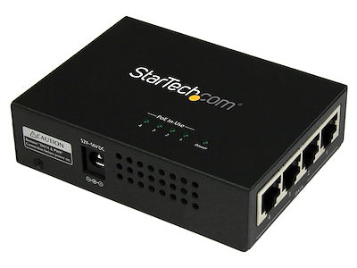 Deliver power and data efficiently with the StarTech 4-Port Gigabit PoE+ Midspan Injector. Supporting IEEE 802.3af and 802.3at standards, this compact injector provides up to 30.8 watts per port to four powered devices, ideal for wall-mounted installations in enterprise and commercial settings. With easy setup and reliable two-year warranty coverage, it’s a flexible and dependable choice for network expansion.