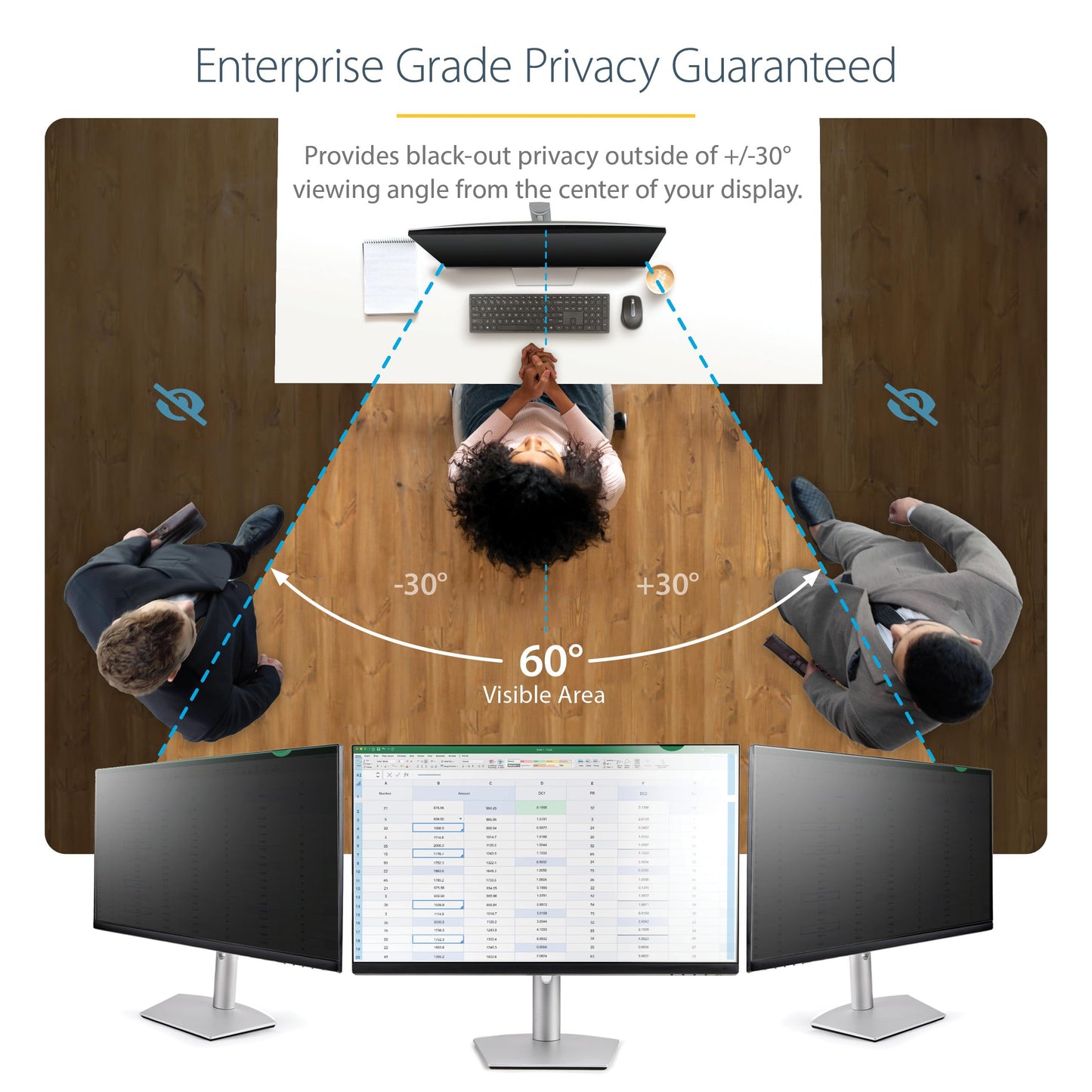Écran de confidentialité StarTech 27 pouces, mat/brillant, 16:9, angle de vue +/-30°