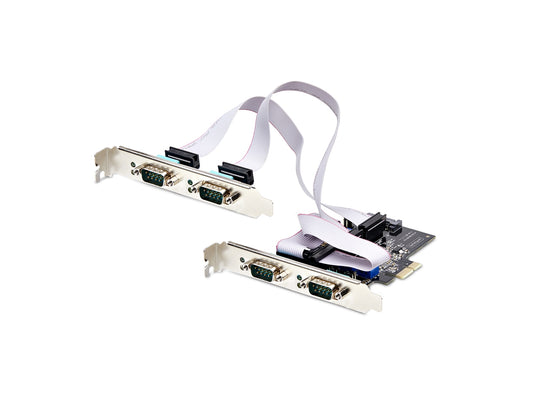 4-PORT SERIAL PCIE CARD, QUAD-PORT PCI EXPRESS TO RS232/RS422/RS485 (DB9) SERIAL CARD, 16C1050 UART, ESD PROTECTION, WINDOWS/LINUX, TAA-COMPLIANT