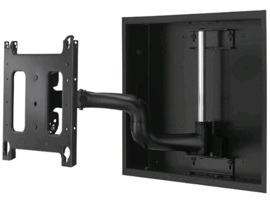 The CHIEF PWR IN-WALL offers a large low-profile swing arm mount designed specifically for 22-inch displays. With a sleek black finish and TAA compliance, this in-wall solution delivers both aesthetic appeal and functional versatility for professional AV installations. Made in the United States, it ensures robust performance and fits seamlessly into commercial or government mounting environments.