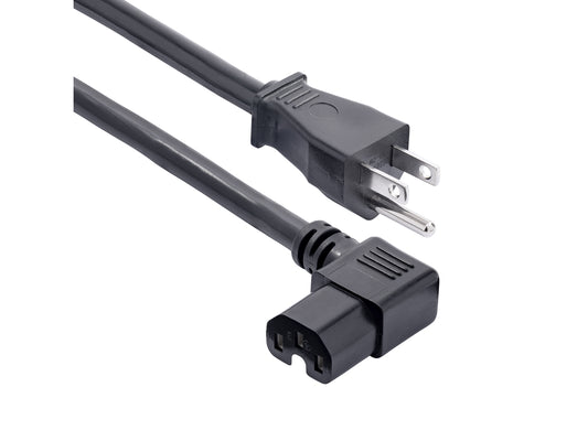 8FT (2.4M) HEAVY DUTY POWER CORD, NEMA 5-15P TO RIGHT ANGLE C15, 15A 125V, 14AWG, HEAVY GAUGE PDU POWER CABLE, REPLACEMENT AC POWER CORD, UL LISTED