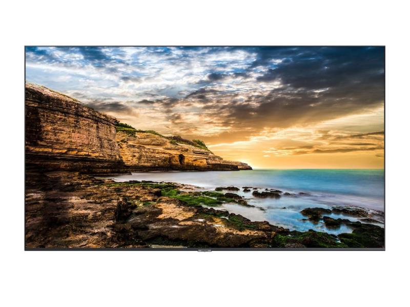 Samsung's QE55T Smart Signage Display offers a 55-inch 4K UHD resolution, ideal for high-impact digital signage. Featuring a Direct-lit LED panel, 300 nits brightness, and intelligent UHD upscaling, it delivers vivid visuals in commercial environments. Connectivity includes HDMI, USB, and LAN, with integrated Tizen OS for streamlined content management.