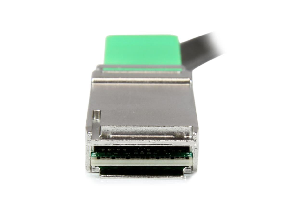 This STARTECH 2-meter 40G QSFP+ Direct-Attach Copper (DAC) cable complies with MSA industry standards, offering a reliable and cost-effective connection for high-speed network applications. Designed with energy efficiency in mind, it supports hot-swapping and operates with low power consumption, making it ideal for data centers and enterprise environments.