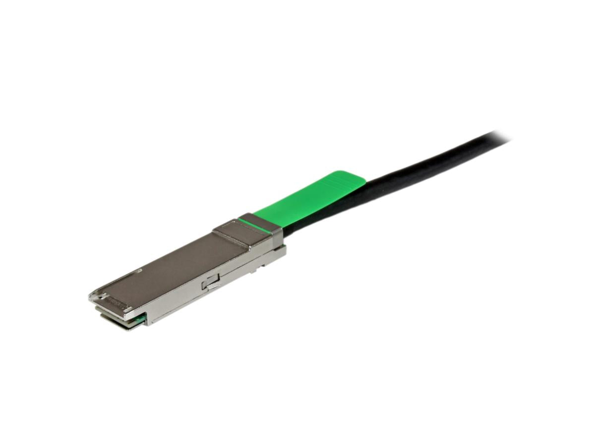 This STARTECH 2-meter 40G QSFP+ Direct-Attach Copper (DAC) cable complies with MSA industry standards, offering a reliable and cost-effective connection for high-speed network applications. Designed with energy efficiency in mind, it supports hot-swapping and operates with low power consumption, making it ideal for data centers and enterprise environments.