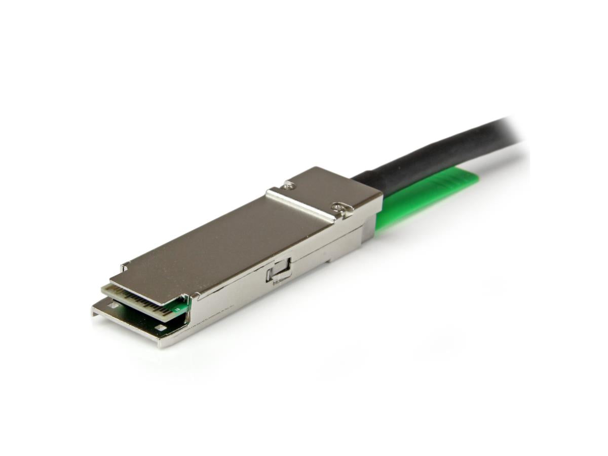 This STARTECH 2-meter 40G QSFP+ Direct-Attach Copper (DAC) cable complies with MSA industry standards, offering a reliable and cost-effective connection for high-speed network applications. Designed with energy efficiency in mind, it supports hot-swapping and operates with low power consumption, making it ideal for data centers and enterprise environments.