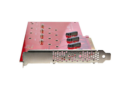 Quad M.2 PCIe Adapter Card, PCIe x16 to Quad NVMe or AHCI M.2 SSDs, PCI Express 4.0, 7.8GBps/Drive, Bifurcation Required, Windows/Linux Compatible