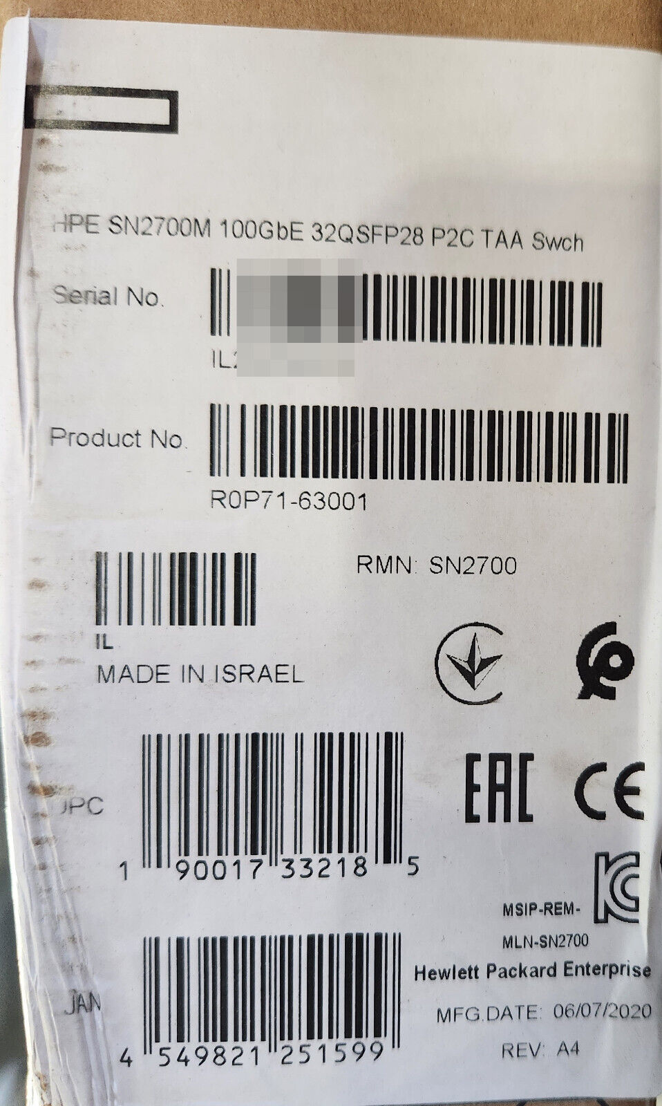 Commutateur HPE SN2700M 100G 32QSFP28 ONIE P2C, 1 RU, 32 ports