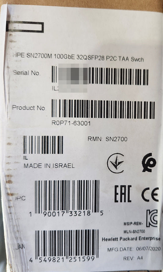 Commutateur HPE SN2700M 100G 32QSFP28 ONIE P2C, 1 RU, 32 ports