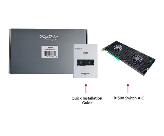 HighPoint R1508 PCIe 4.0 x16 8x M.2 NVMe HBA Controller
