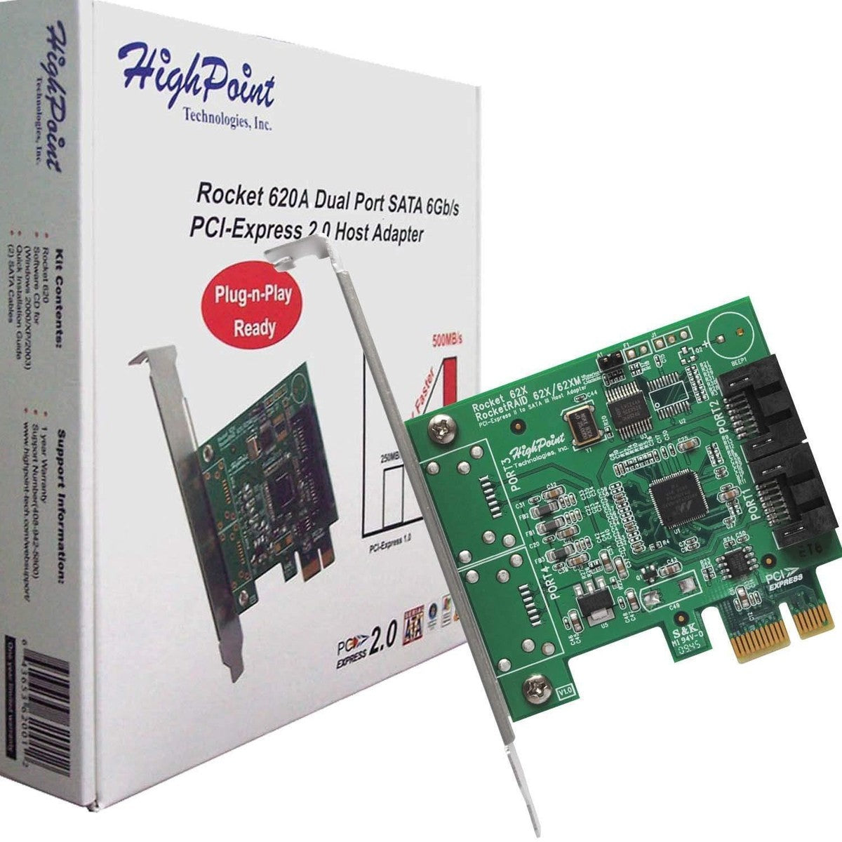 HighPoint R620A PCIe 2.0 x1 4-Channel SATA HBA