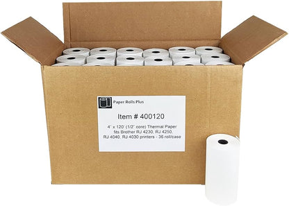 Papier pour reçus standard BROTHER RDM01U5 4 pouces, boîte de 36 rouleaux