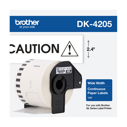 Étiquettes en papier premium Brother RDS01U2 4 po DT, 145 pi, 12 rouleaux/boîte