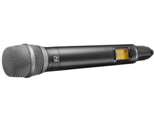 The Bosch RE3-HHT520-5H is a handheld wireless transmitter featuring the RE520 microphone head, operating in the UHF 560–596 MHz band. Designed for vocal performance and live audio applications, this unit ensures reliable and high-quality wireless audio transmission. Ideal for professionals demanding mobility without compromising sound fidelity.