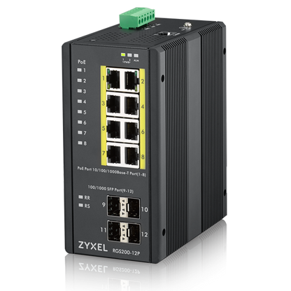Commutateur industriel géré ZYXEL RGS200-12P 12 ports GbE PoE+