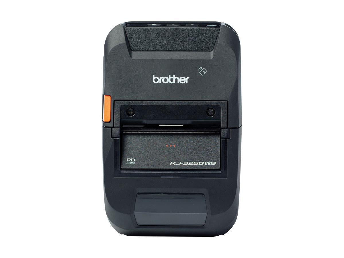 The Brother RuggedJet RJ3250WB is a compact, 3-inch portable direct thermal receipt and label printer designed for performance and mobility. With integrated Wi-Fi, Bluetooth MFi, and USB Type-C connectivity, it offers flexible integration in mobile and industrial use cases. Its LCD display, gap/bar media sensors, and robust design make it a reliable solution for field services, retail, and warehousing environments.