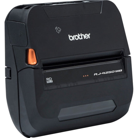 Imprimante d'étiquettes mobile Brother RuggedJet RJ4250WB 4 pouces DT avec USB, Wi-Fi et Bluetooth