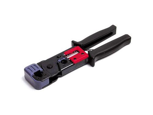 Crimp RJ11 and RJ45 connectors using a single versatile STARTECH tool designed for networking professionals. The integrated cable stripper and black compact form enhance workspace efficiency without compromising portability. Built with TAA compliance and backed by a 2-year warranty, this tool is ideal for both in-field and bench networking tasks.