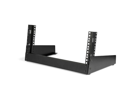 The STARTECH 4U 19in Desktop Open Frame Rack offers a freestanding, space-saving solution for organizing network, AV, or studio equipment. Designed to support up to 66.3 lbs, this 2-post open frame rack is EIA/ECA-310-E compliant and comes with U height markings, M5 cage nuts, and installation screws, offering easy setup and lifetime warranty support. Ideal for small environments requiring dependable organization and access to rack-mounted devices.