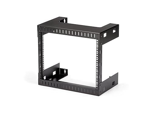 The STARTECH 8U Wall Mount Network Rack delivers a secure and versatile solution for mounting patch panels, switches, and various data equipment. Designed as a heavy-duty steel, open-frame 2-post rack, it supports up to 200 lbs (90 kg) and includes cage nuts and screws for simplified deployments. Its compact 12-inch depth makes it ideal for space-constrained server rooms or edge installations.