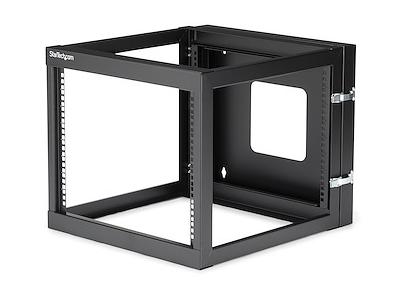 The StarTech 8U Open Frame Wall Mount Server Rack is a robust, space-efficient network solution engineered with a 19.8-inch mounting depth, hinged design, and 4-post support. Built from durable steel, it supports up to 139 lbs (63 kg), comes with cage nuts and screws, and meets TAA and EIA/ECA-310-E compliance standards. Ideal for small to mid-size IT environments where accessibility, airflow, and stability are top priorities.
