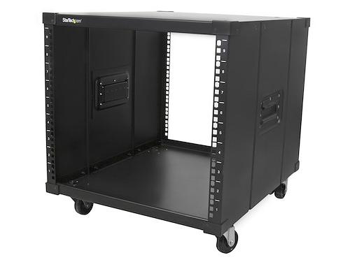 Store your servers, network and telecommunications equipment in a portable, rolling cabinet - Compatible with standard rack mountable equipment - Portable rack - Portable server rack - 9U Rack - Mobile Server Rack - 9U server rack - Rack with wheels