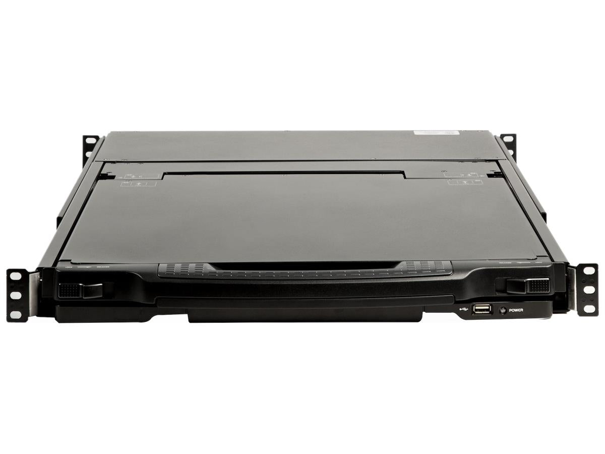 The STARTECH RKCOND17HD is a dual rail 1U rackmount KVM console featuring a full HD 17.3-inch TFT LCD monitor. Designed for server rooms and IT infrastructure, it offers independent sliding rails for the monitor and keyboard and supports both VGA/DVI video and USB input connections. Built for durability, it boasts a 44,230-hour MTBF rating and TAA compliance for government or enterprise use.