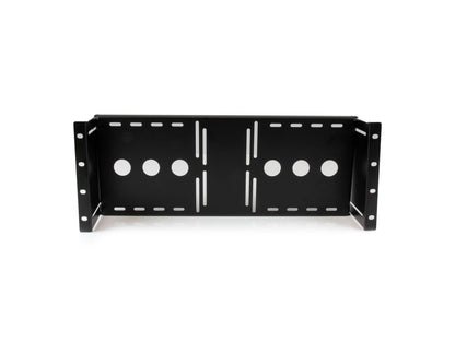 The StarTech RKLCDBK is a TAA-compliant 4U mounting bracket designed for securely installing 17–19 inch VESA LCD monitors into standard 19-inch AV racks and network cabinets. Constructed from cold-pressed steel, it provides a robust and adjustable solution for professional IT environments, supporting 100mm and 75mm VESA standards. Ideal for server rooms or studio installations, it ensures optimal equipment layout while allowing cabinet doors to close securely.