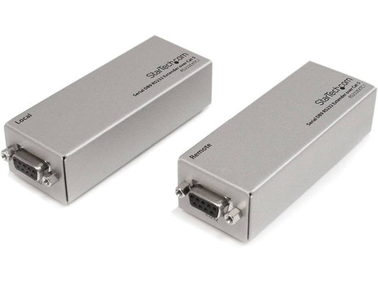 Serial DB9 RS232 Extender over Cat 5 - Up to 3300 ft (1000 meters) - Supports full-duplex data communication; Compact design; No driver software required for easy Plug-and-Play installation. Ideal for extending serial connections over long distances with minimal setup hassle.