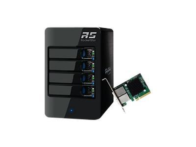 HighPoint's RocketStor 6414TS is a robust 4-bay storage enclosure that delivers high-performance RAID capabilities and wide compatibility. Supporting both 2.5-inch and 3.5-inch HDDs and SSDs via SATA and SAS interfaces, it features PCIe 2.0 x8 connectivity and multiple RAID levels including 0, 1, 5, 6, 10, and 50. Designed for cross-platform support, it integrates with Windows, Linux, and macOS systems and includes versatile management interfaces for streamlined device administration.